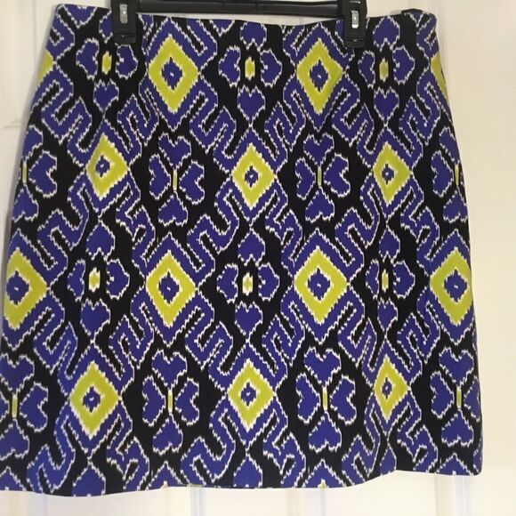 Doncaster Brand Women’s Size 16 Skirt IKAT print in Navy Lime Green and Black. - Picture 2 of 10